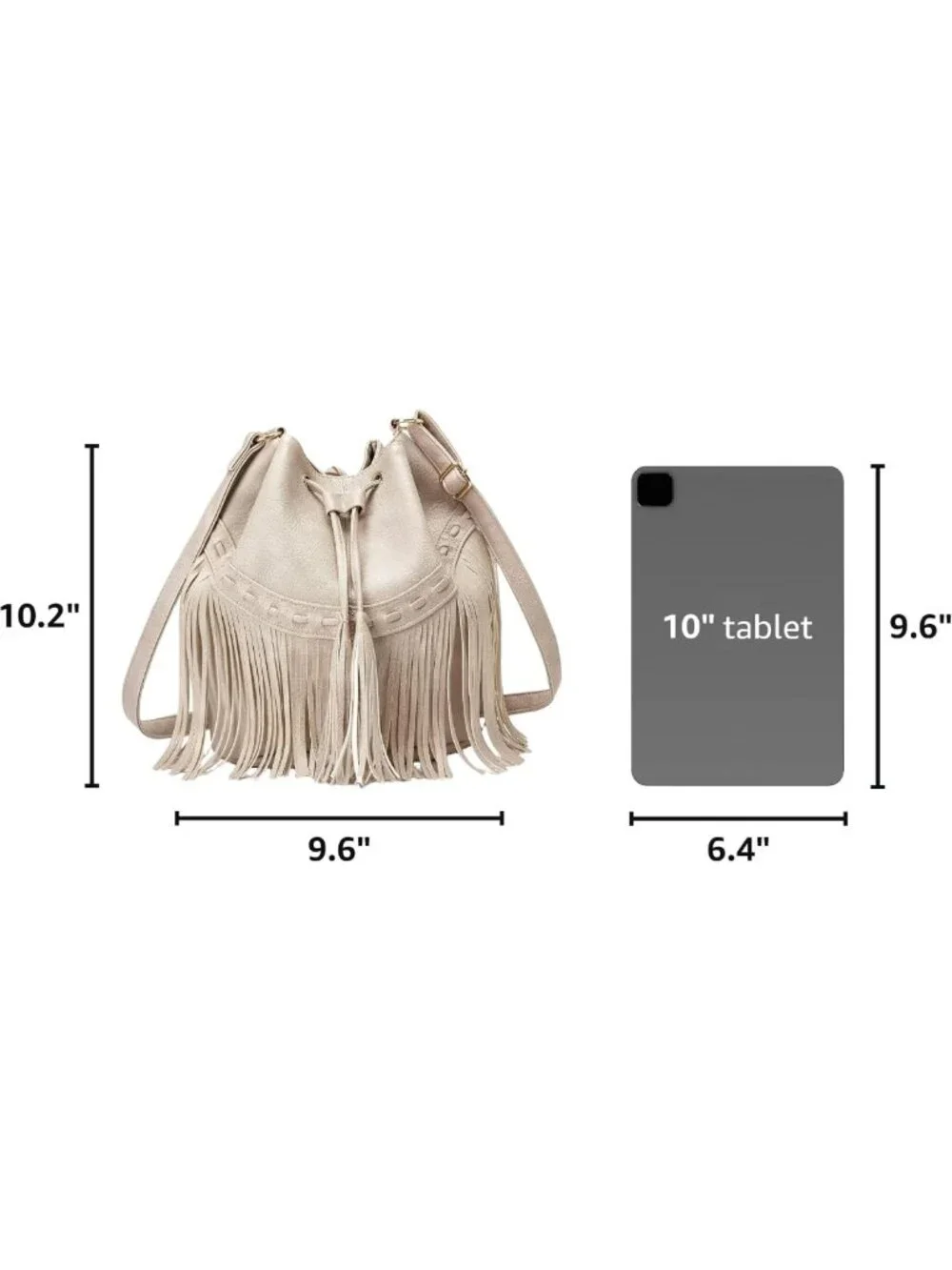 Stylish Leather Bucket Bag for Women - Crossbody Fringe Purse with Tassels
